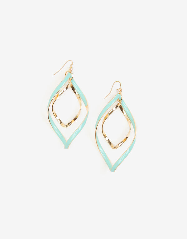 Twisted Gold Tone Geo Earrings, Ice Green image number 1