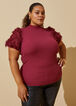 Frayed Ribbed Knit Top, Rhododendron image number 2
