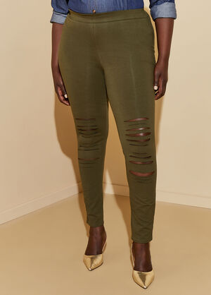 High Rise Cutout Leggings, Olive image number 0