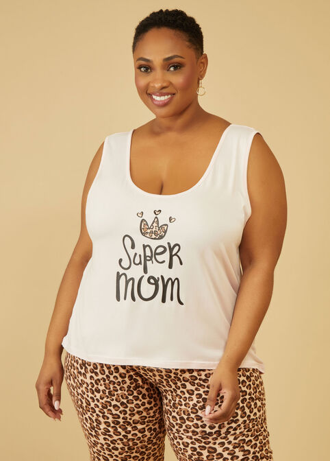 Cozy Couture Super Mom Shorts Set, Brown Animal image number 2