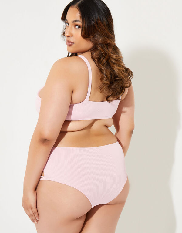 YMI Ribbed Lattice Bikini, Light Pink image number 1