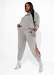 Plus Size Curvy Girl Sexy Knitwear Sets Cutout Hoodie Joggers 2pc image number 0