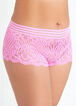 Plus Size Geo Lace Tummy Control Logo Tape Shaping Boyshort Panty image number 0