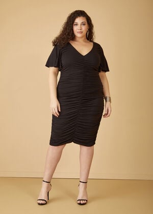 Ruched Bodycon Dress, Black image number 0