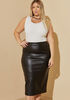 Faux Stretch Leather Midi Skirt, Black image number 2