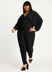 Plus Size Ruched Rib Knit Belted Dolman Sleeve Sexy Skinny Jumpsuit image number 0