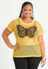 Butterfly Print Mesh Tee, Solar Power image number 0