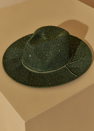 Sequin Embellished Panama Hat, Olive image number 1
