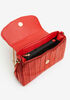Pleated Metallic Faux Leather Clutch, Barbados Cherry image number 2