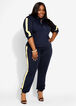 Colorblock High Waist Joggers, Navy image number 2