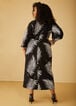 Leaf Print Maxi Wrap Dress, Black White image number 1