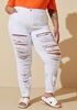 High Rise Distressed Front Jeans, White image number 0