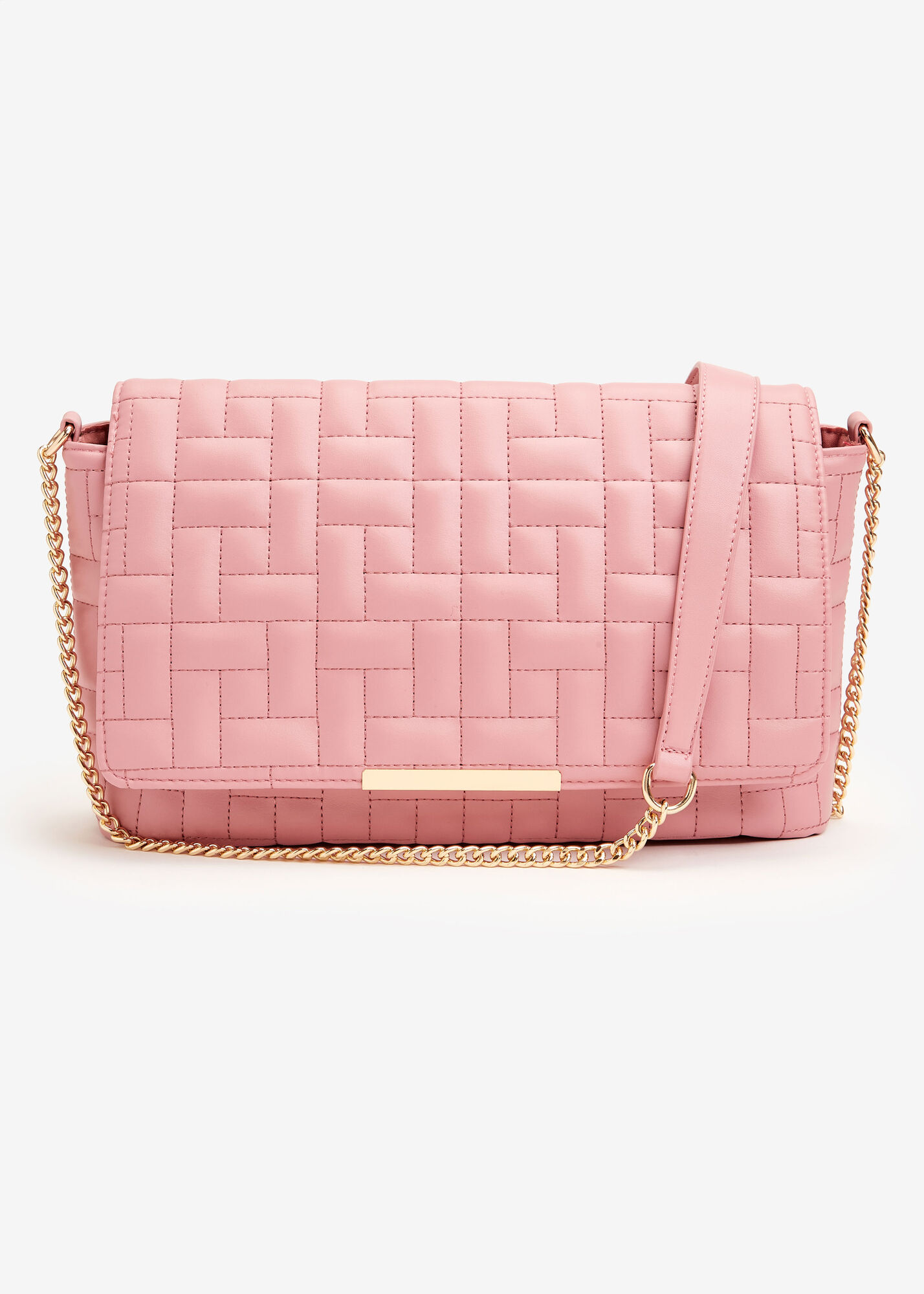 Pink Quilted Fashion Faux Leather Chain Shoulder Strap Flap Handbags