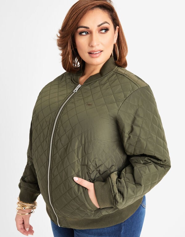 Levis Quilted Bomber Jacket, Green image number 1