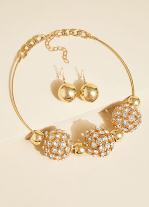 Embellished Sphere Collar Set, Gold image number 1