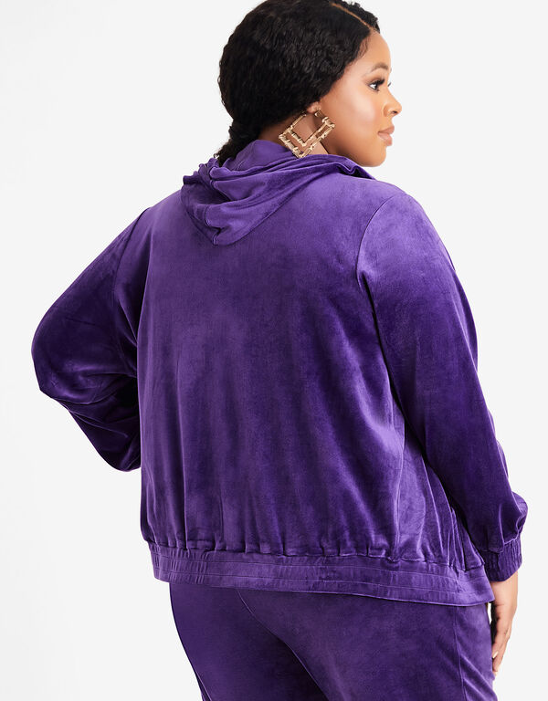 Royalty Embroidered Velour Hoodie, Acai image number 1