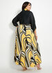 Belted Colorblock Abstract Dress, Amber Yellow image number 1