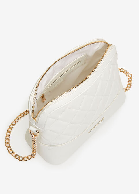 bebe Winnie Quilted Crossbody, White image number 3