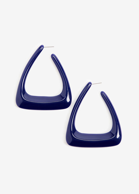 Resin Triangle Hoop Earrings, Sodalite image number 0
