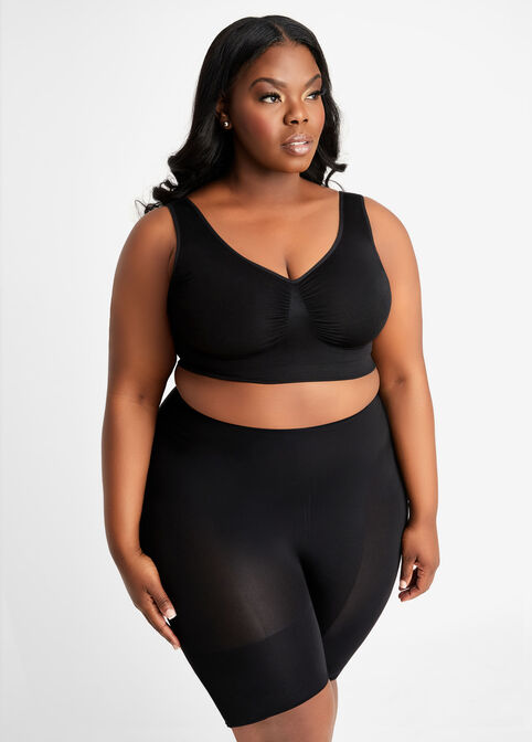 Seamless Unlined Wireless Bralette, Black image number 3