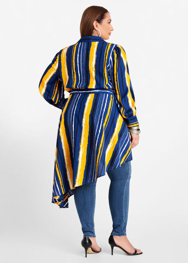 Belted Stripe Duster Button Up, Sodalite image number 1