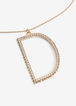 Pave Crystal D Initial Necklace, Gold image number 0