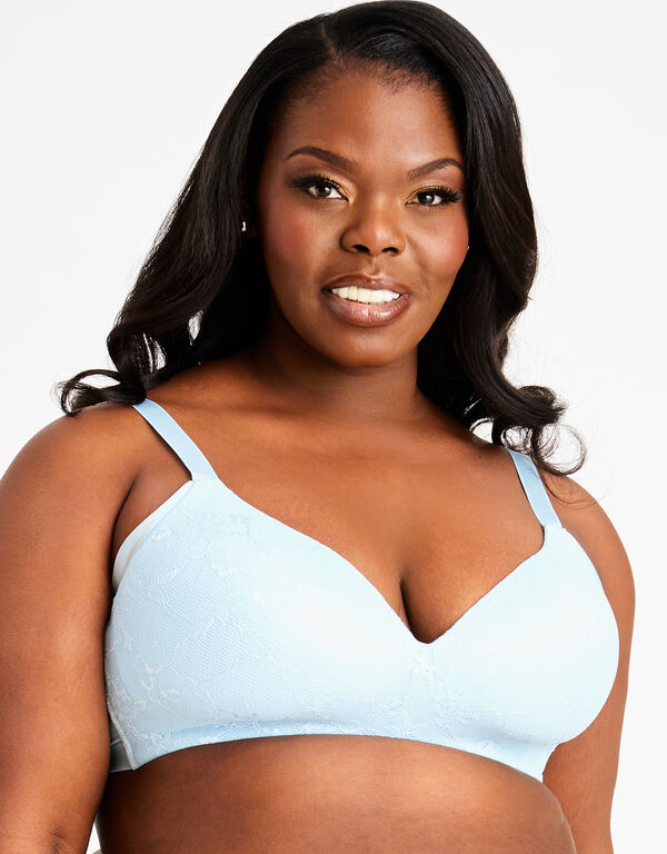 Lace No Wire Shaping Bra, Light Pastel Blue image number 1