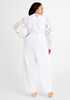 Belted Lace & Scuba Jumpsuit, White image number 1