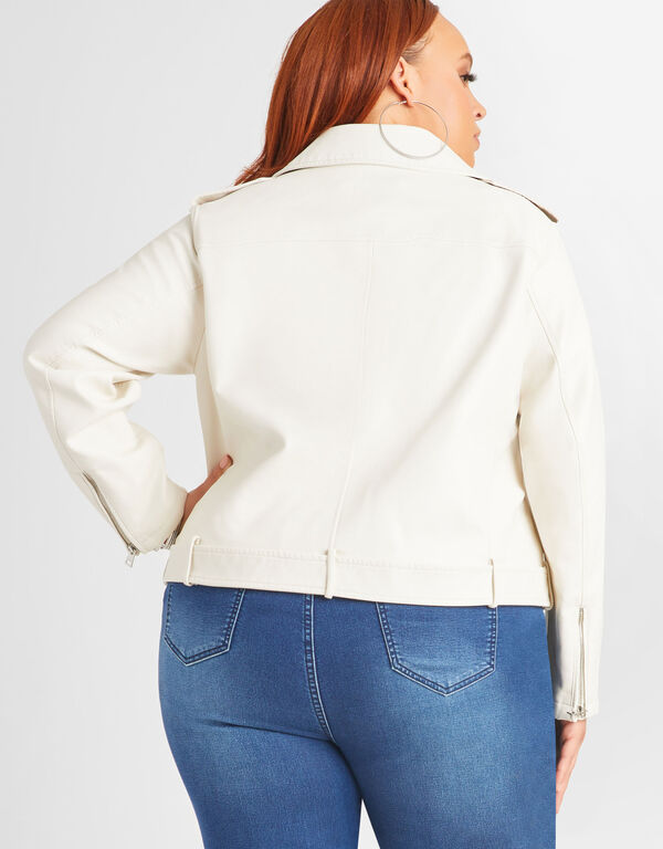 Levis Faux Leather Moto Jacket, Off White image number 1