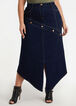 Contrast Asymmetric Denim Skirt, Dk Rinse image number 0