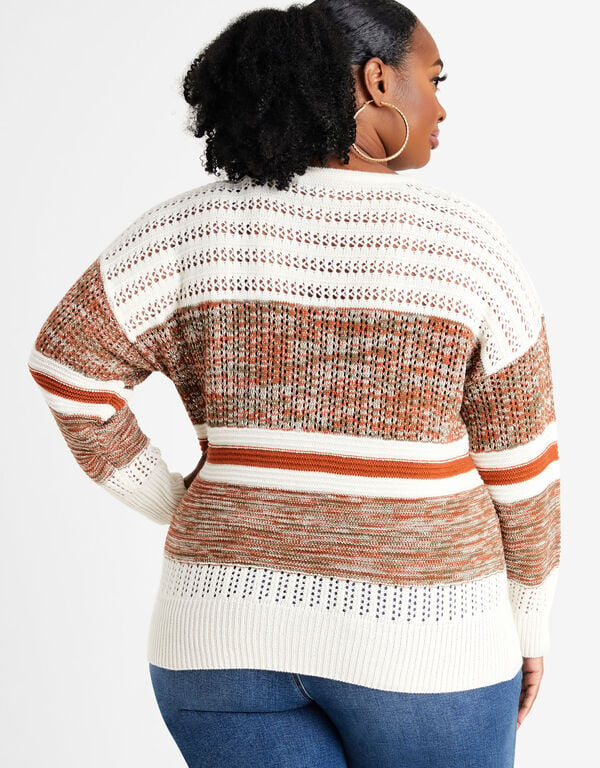 Paneled Knit Sweater, Ivory image number 1