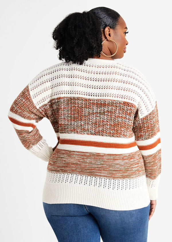 Paneled Knit Sweater, Ivory image number 1