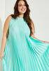 Belted Pleated Satin Maxi Dress, Ice Green image number 2