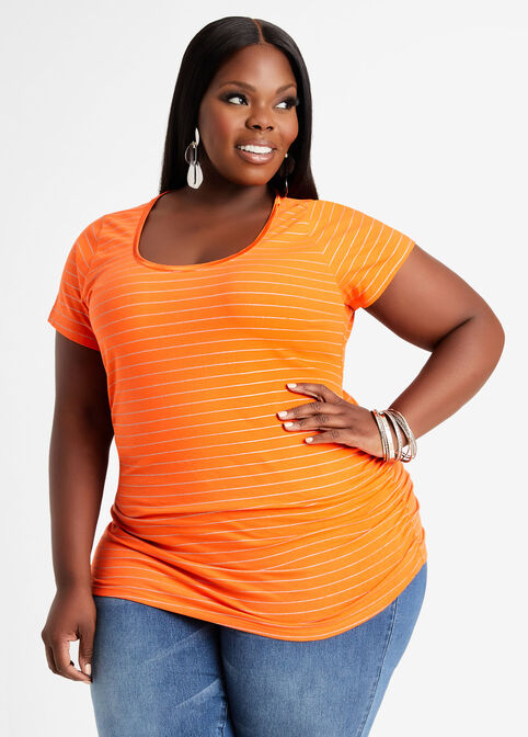 Plus Size Basic T-shirt Plus Size Ruched Side Tee Tops Cheap image number 0