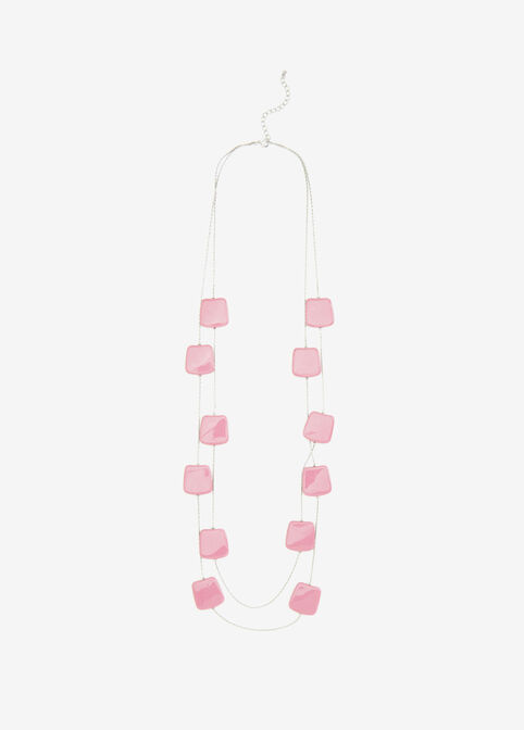 Pink Disc 2 Row Illusion Necklace, Foxglove image number 1