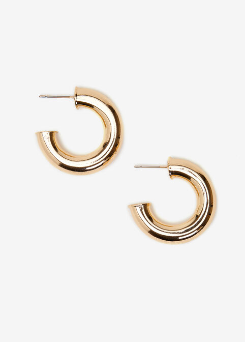 Small Gold Tone Hoop Earrings, Gold image number 0