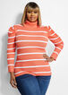 Striped Turtleneck Sweater, Hot Coral image number 0
