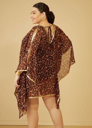 Sequined Cutout Leopard Cover Up, Brown Animal image number 1