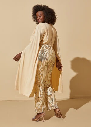 Drama Sleeve Sequined Jumpsuit, Gold image number 1