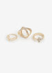 Gold Faith & Cross Ring Trio Set, Gold image number 0