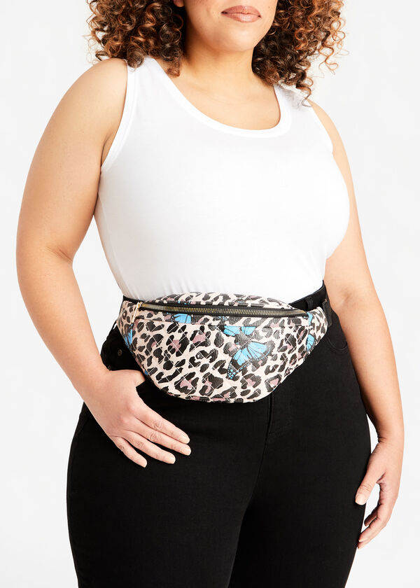 Cheetah Faux Leather Fanny Pack, Brown Animal image number 2