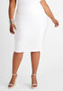 White Stretch Twill Pencil Skirt, White image number 0