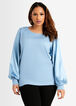 Plus Size Satin Puff Sleeve Cozy Chic Ribbed Sexy Knit Fitted Sweater image number 0