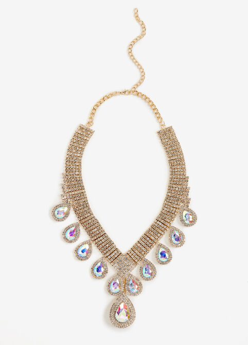 Gold Teardrop Diamond Necklace, Gold image number 1