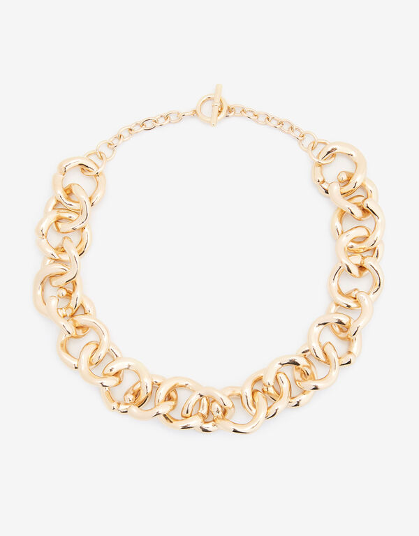 Oversized Gold Tone Necklace, Gold image number 1