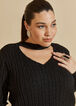 Cutout Cable Knit Sweater, Black image number 2