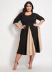 Pleated Colorblock A-Line Dress, Black Combo image number 0