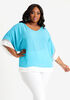 Colorblock Wide Sleeve Blouse, Blue image number 0