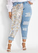 Abstract Sequined Leg Skinny Jean, Blue image number 0