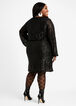 Belted Sequin Mock Wrap Dress, Black image number 1